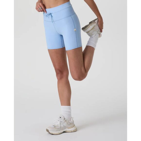 Vuori Daily Shorts Womens Small Blue High Rise Drawstring Athletic Yoga Workout - Picture 3 of 16